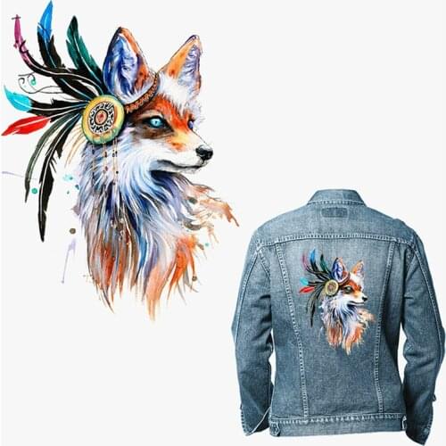 T-N Fox Animal Printing Heat Transfer Paper Vinyl Patches Clothing DIY Decorative Stickers A Grade Ironing on Beautiful Applique
