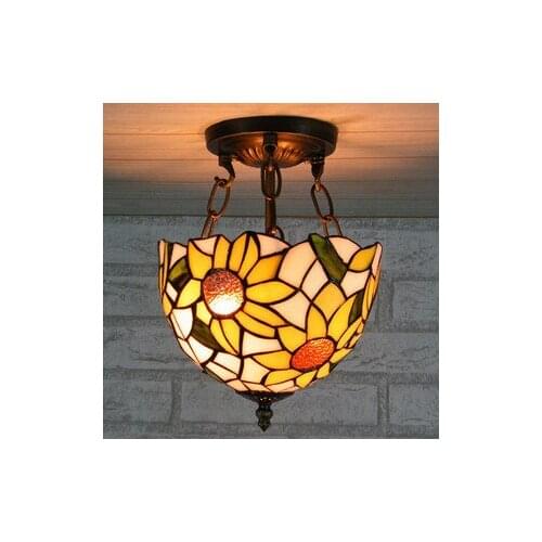 Tiffany sun flower style hallway pendant light balcony Didifanni glass decorative ceiling lamp 8inch