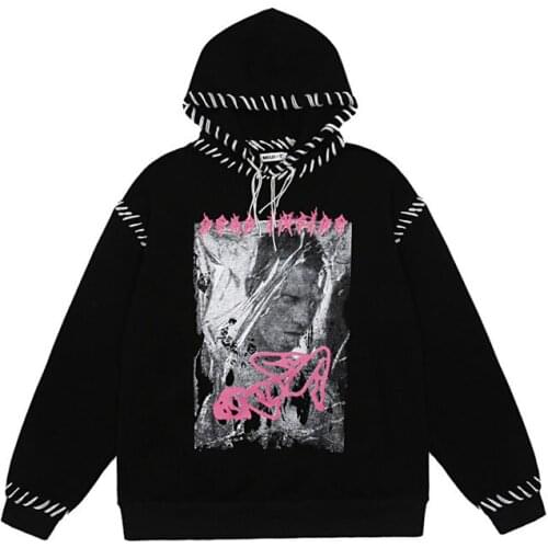 ERENEJIAN Unisex Hi Street Hip Hop Hoodies With Hood Fashion Streetwear Painted Pullover Sweatshirts Couples Oversized Hoody