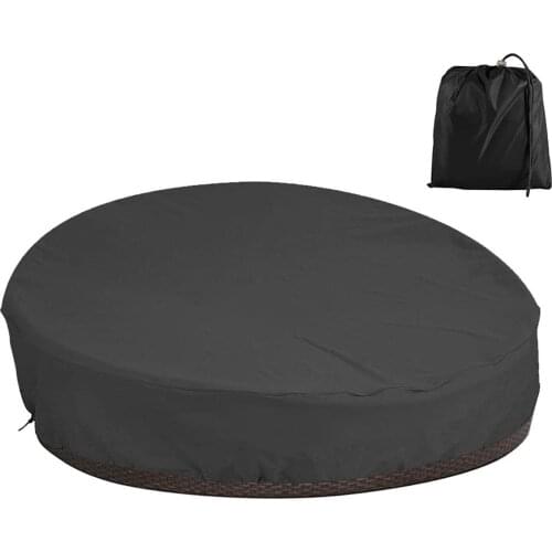 Waterproof Outdoor Round Patio Daybed Cover Oxford Dustproof Round Rattan Garden Furniture Protective Case With Storage Bag