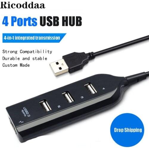 USB 2.0 High Speed 4 Ports Splitter USB Hub Adapter For PC Laptop Computer Extension Adapter Portable For Macbook Desktop USBFan