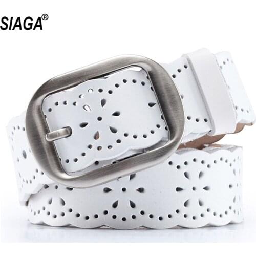 Ladies Fashion Quality Retro Floral Hollowed Genuine Leather Buckles Metal Belt Ladies Belt Women 3.5cm Wide LDFC002