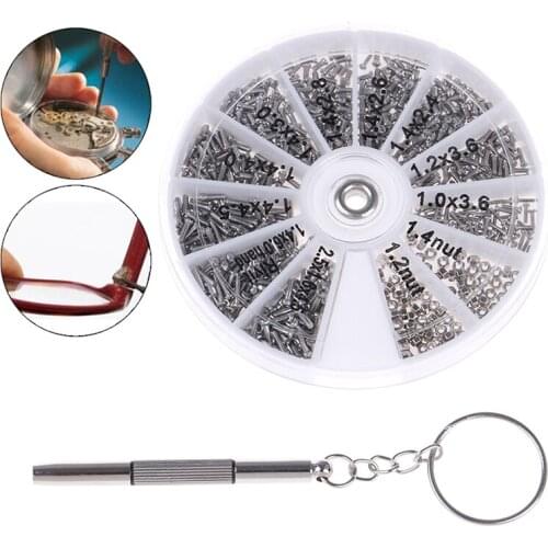 1000pcs/set Micro Glasses Sunglass Watch Spectacles Screws Nuts Screwdriver Repair Kits Tool Box