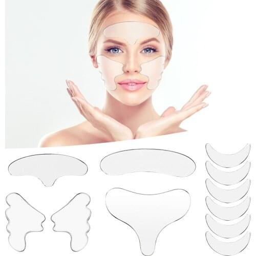 11pcs/set Silicone Anti Wrinkle Patches for Face Lift Tapes Pads Reusable Chest Forehead Neck Eye Skin Wrinkle Removal Stickers