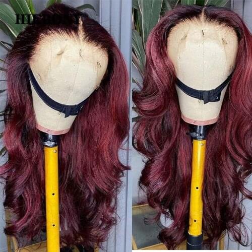 1B99J Ombre Wave Lace Front Human Hair Wigs with Baby Hair 1B99J Body Wave 13x6 Lace Front Wigs Bleached Knots for Black Women
