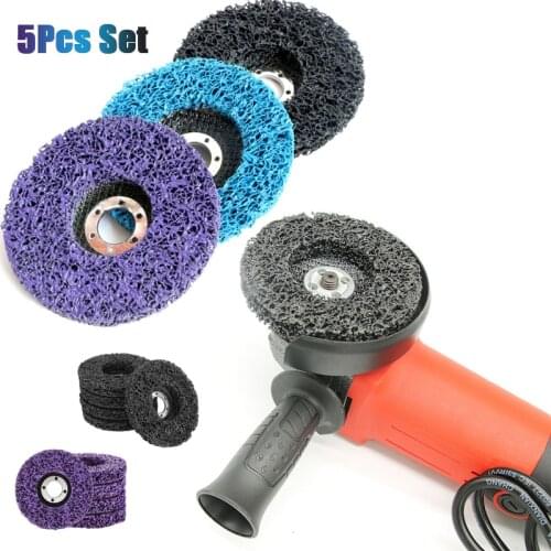 5Pcs 125mm Sanding Abrasive Wheel Grinder Strip Disc Poly Strip Disc Wheel Paint Rust Removal Clean for Angle Grinder 22mm Bore