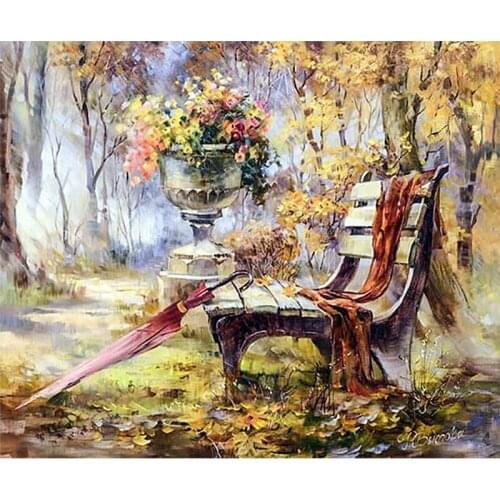 5D DIY Diamond Painting Landscape Forest Wood Chair Cross Stitch Patterns Full Drill Resin Diamond Painting kits for Embroidery