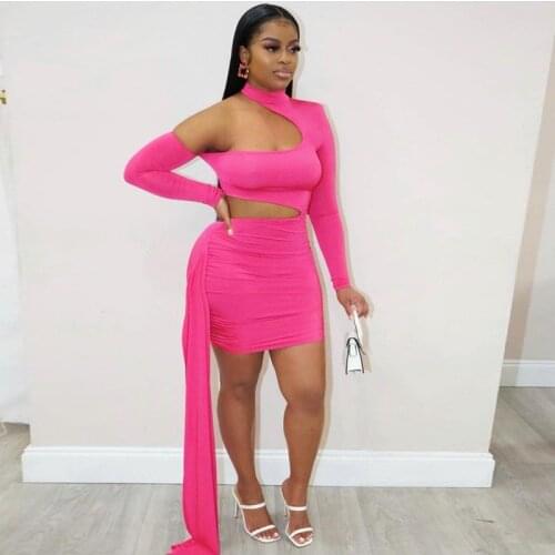 Adogirl Women Sexy Long Sleeve Turtleneck Mini Dress Solid Hollow Out Off Shoulder Bodycon Celebrity Evening Party Dress