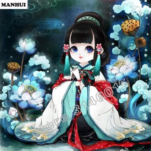 Diy Diamond painting Lotus fairy 3D square drill Diamond mosaic pasted full cross stitch Crafts Needlework BEF082