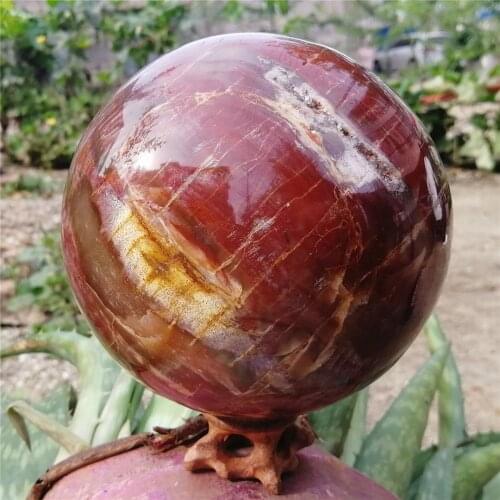 2.3-2.4kgs Super Big Natural Fossil wood sphere stone ball rock Quartz Crystal Mineral gift Wooden base Healing Reiki home Decor