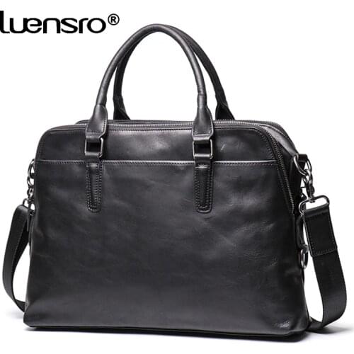 Large Briefcase Men Genuine Leather Men Bag Handbag Leather Laptop Shoulder Bags High Quality Male TotesTravel Bag Briefcases