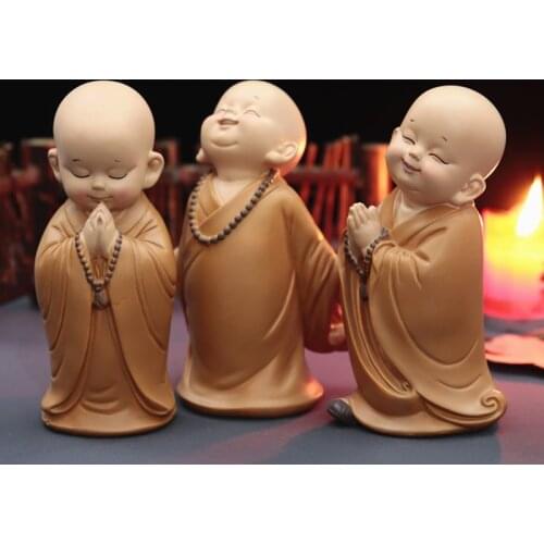 Buddhist Small Monk Statues Chinese Style Cute Resin Ornaments Art Craft Feng Shui Car Home Decoration Accessories Special Gifts