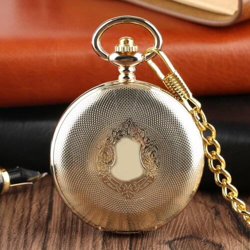 Golden Mechanical Large Pocket Watch Male Female Necklace Pendant Black Roman Dial Comfortable Chain The Best Gift For Husband
