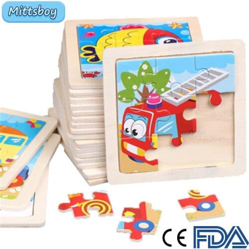 Montessori Wooden Cartoons City Animal Toy 3D Puzzle Zebra For Children Jigsaw Brain Training Learnings Toy Educational Toy Gift