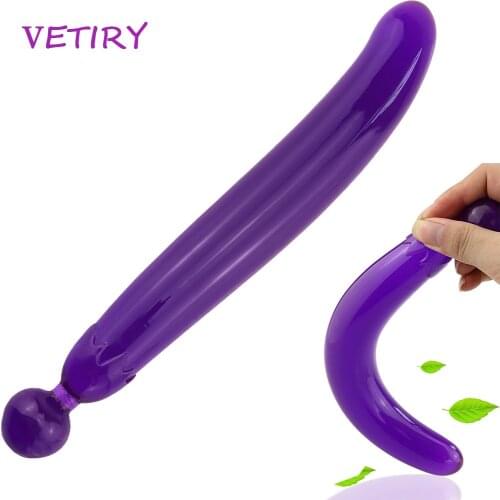 VETIRY Long Silicone Dildo Fruit Vegetable Dildos Anal Plug Vagina Clitoris Massager Rod Sex Toys for Women Female Maturbation