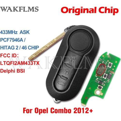 For Opel Combo 2012 2013 2014 2015 2016 2017 2018 2019 Flip Remote Car Key Fob 433MHz Delphi BSI LTQFI2AM433TX