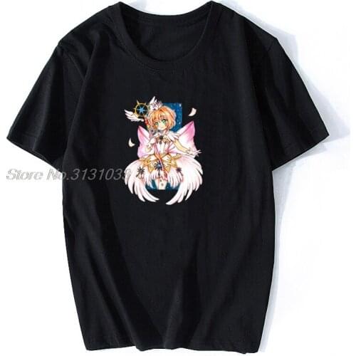 Men Card Captor Sakura T-shirts Funny Tops Sakura Ccs Clear Card Men Cotton Tshirt Anime Tees Harajuku Streetwear