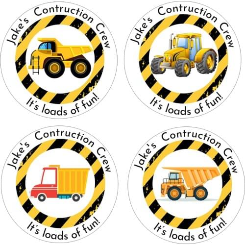 Custom Construction stickers Birthday Stickers Loads of Fun Stickers Personalized Dump Truck Labels Construction Crew Stickers