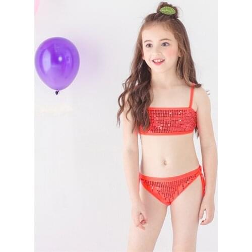 Shiny Sequins Bikini 2019 Summer Beach Girls Swimwear Strap Children Bathing Suit Baby Girl Swimwear Costume for 3-8years