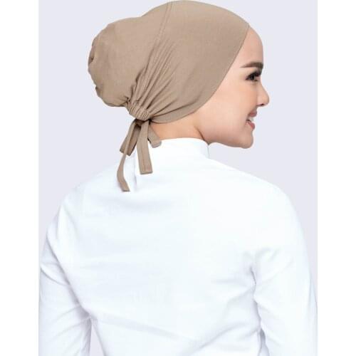 Malaysian base hat barrel hat neck modal headscarf elastic adjustable cap solid color cotton hat Bucket Hat Hijab Cap
