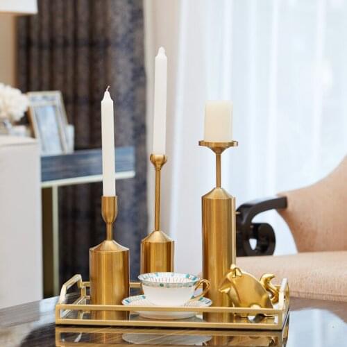 Metal Candlestick Holder Wedding Luxury Table Romantic Decorations New Year Party Pillar Candle Holder Gold Scandinavia Decor