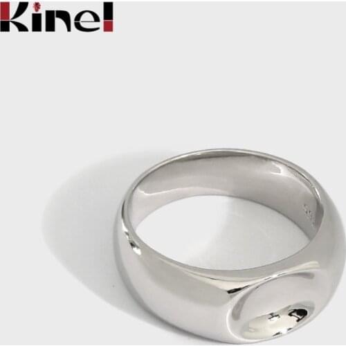 Kinel Minimalist Finger Rings for Women Silver 925 Jewelry Ellipse Concave Glossy Anillos Wedding Fashion Accessories