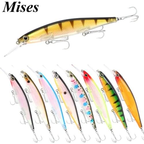 Mises 12.5cm 13g Nine Colors Long Lip Bionic Minnow Lure Artificial Bait Hard Bait Fishing Lure Professional Wobbler