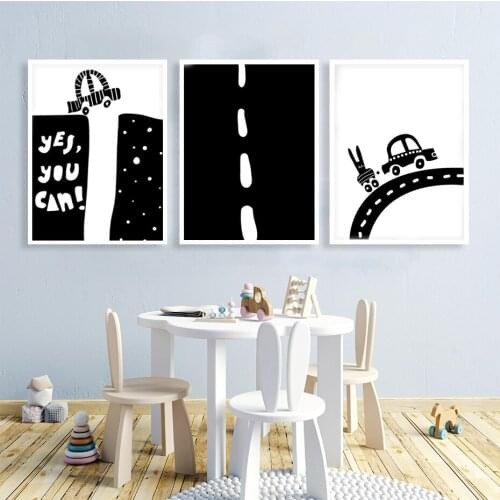 Cartoon Car Truck Highway Signal Light Cloud Wall Art Canvas Painting Nordic Posters And Prints Wall Pictures Kids Room Decor