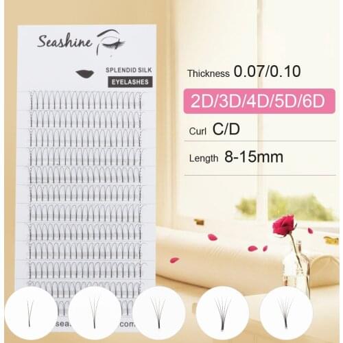 Seashine Premade Volume Fans Individual Eyelashes Bundles Volume Lashes Extension Long Stem Fans Faux Mink Eyelashes Extension