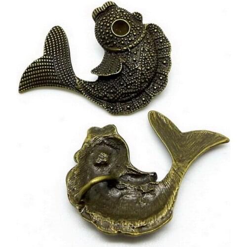 Nevstop 20pcs/lot Antique Bronze Big Carp Charms 44x35mm Handmade Fish Shaped Jewelry Accessories