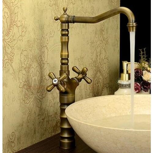 New arrival special offer European retro brass hot and cold water Single hole basin mixer sit-plated Luo genuine mail