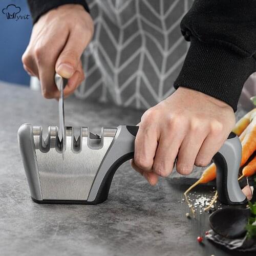 Knife Sharpener 4 Stages for Scissors Knife Sharping Diamond Coated Ceramic Rod Knife Shears & Scissors Stainless Steel Blades