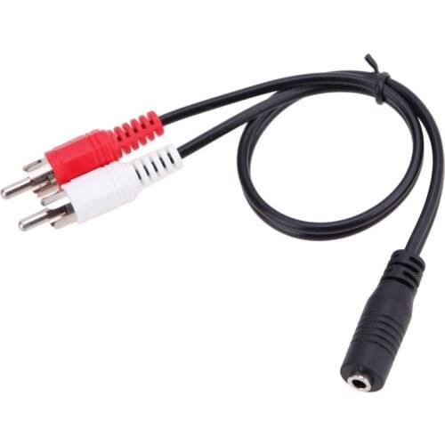 Wholesale Price 3.5mm Stereo Audio Female Jack to 2 RCA Male Socket Headphone Y Cable jack to two MALE coded male RCA Connector