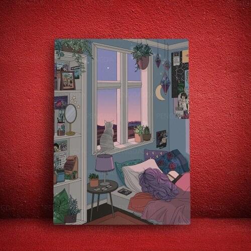 Print Canvas Home Decor Early Morning Wall Art Comfortable Painting Modular Sleep Poster Modern Anime Picture Living Room Frame