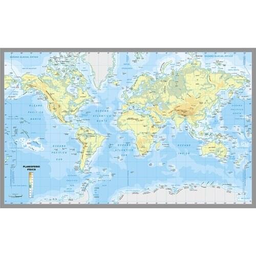 Premium Personalized Spanish Topographic World Map 5x3feet Non-woven Large Poster Geographic Map for Culture and Travel Supplies