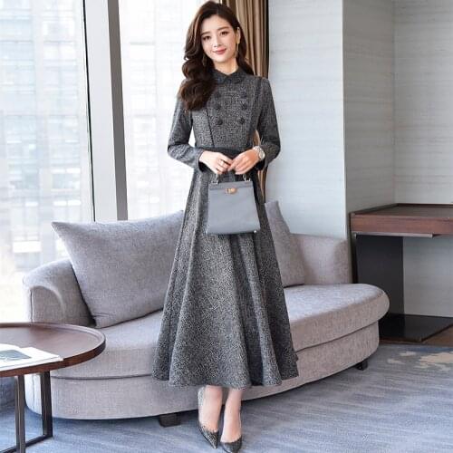 KMETRAM Autumn Winter Knitted Maxi Dress Women Clothes 2020 Vintage Party Long Sleeve Dress Elegant Ladies Dresses Vestidos MY