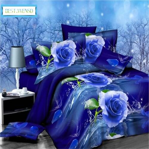 Bedclothes Hot Blue Rose Jacquard Bedding,Red 3d Duvet Cover+bed Linen +pillowcases King Quilt Cover Set - Luxury Comforter Set