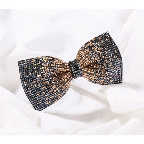 2 Colours Rhinestone Bow Hairpin European And American High-Grade Adult Alloy Spring Clips