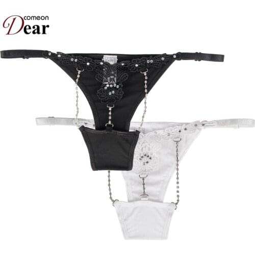 Comeondear String Fat Sexy Tanga Diamond Black Erotic Woman Underwear Hollow Out Low Waist Culotte Femme White 3XL Thong Panties