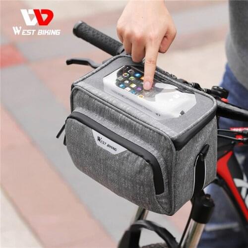 WEST BIKING Large Capacity Multifunction Bike Handlebar Bag Diagonal Satchel Phone Case Touchscreen MTB Road Bicycle Accessories