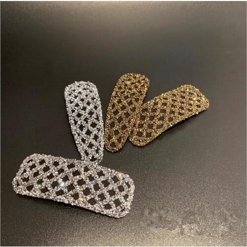 Luxury full diamond mesh hairpin flash diamond clip side clip headdress female hairpins