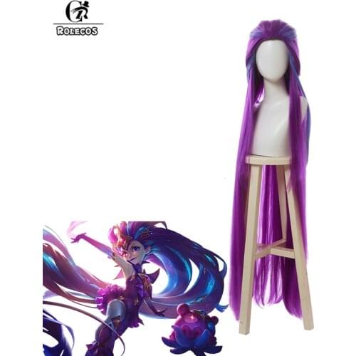 ROLECOS Star Guardian Zoe Cosplay Hair Game LOL Cosplay Women Headwear Purple Long Straight Hair 120cm