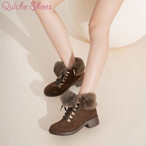 Women Winter Fur Warm Snow Boots Ladies Warm wool booties Ankle Boot Comfortable Shoes plus size 35-40 Casual Women Mid Boots