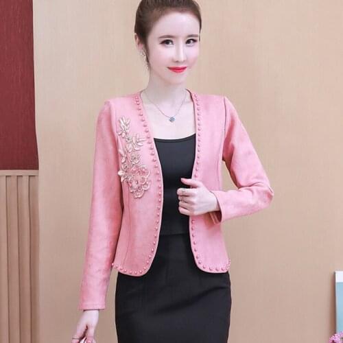 Women Beading Blazer Autumn Winter Spring Long Sleeve Business Party Jacket Office Lady Casual Outerwear Blazer Formal Femme