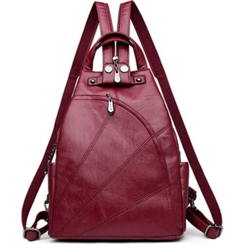 Womens PU Leather Backpacks Vintage Female Shoulder Bag Travel Ladies Bagpack School Bags