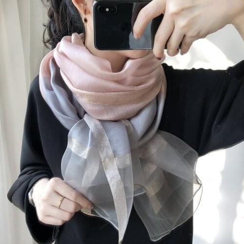 Silk Scarf Womens Han Version of 100 Hit Color Silk Cotton Scarf Thin Long Shawl Head Scarf Headwraps for Women