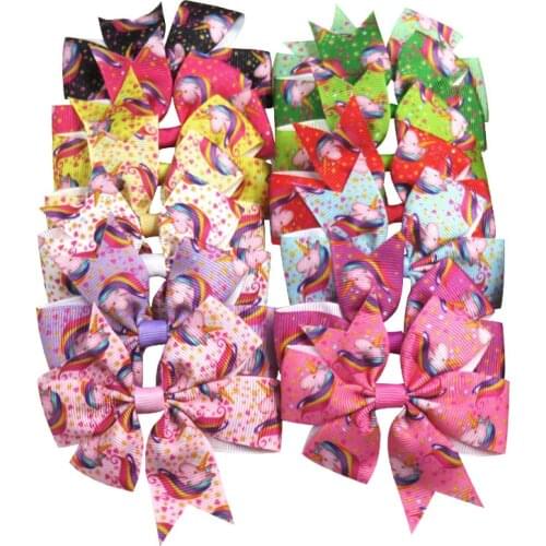 1PCS Lovely Printe Elastic Hair Bands Girls Ribbon Clips Swallowtail Bow Girl Hair Tie Hairpin Handmade Fashion Hair Accessories