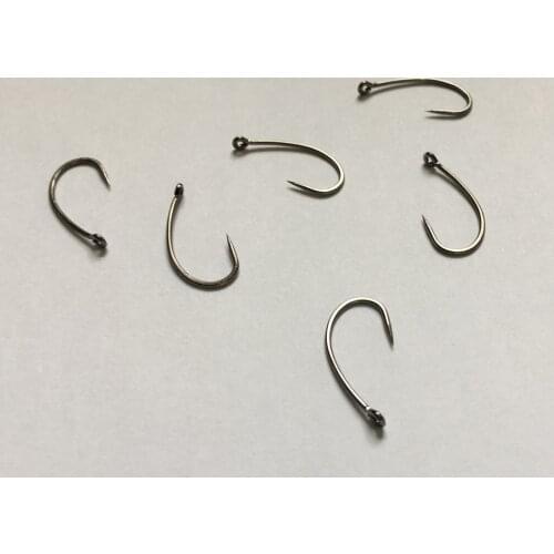 1000 x Nickel Black Coated Barbless Carp Hooks, Curve Shank Style - Various Size - Carp Fishing Hooks Wholesale