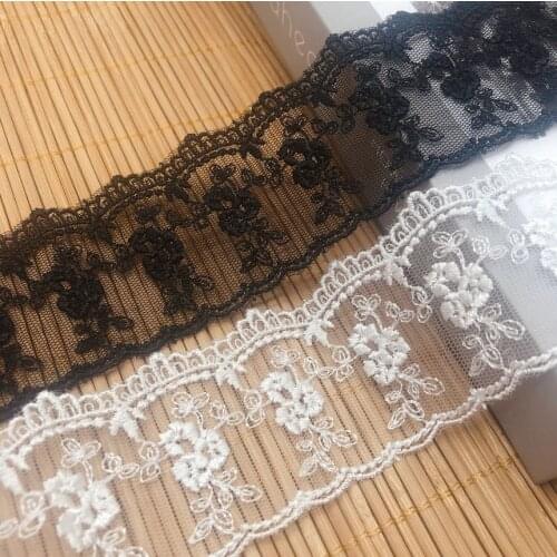 3 Meters/lot Width 4.4cm High Quality Water Soluble Lace Trim Black White Embroidered Lace Fabric DIY Garments Sewing Supplies