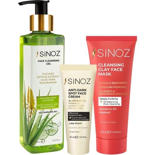 3 pcs Effective Face Care Package Blemish Cream Clay Mask, Facial Cleansing Gel Perfect Care Beautiful Skin